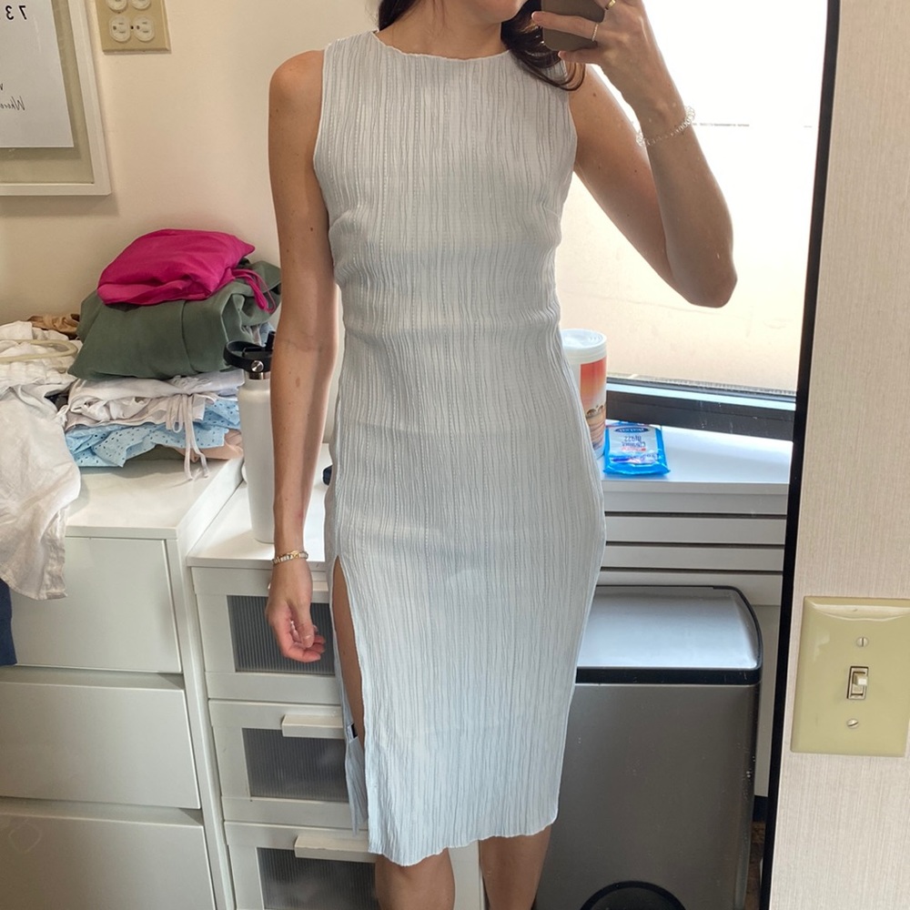 Textured blue dress